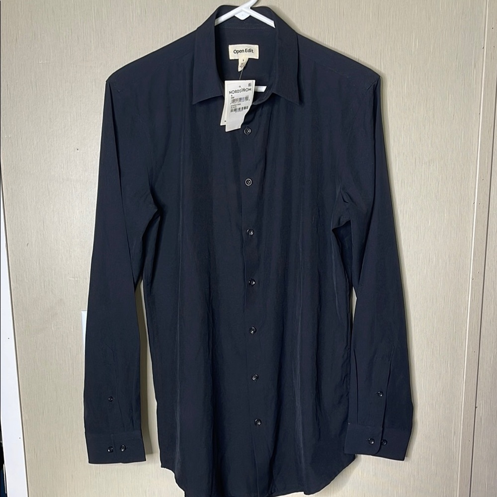 Nordstrom NWT open edit Men's Black Shirt small button down